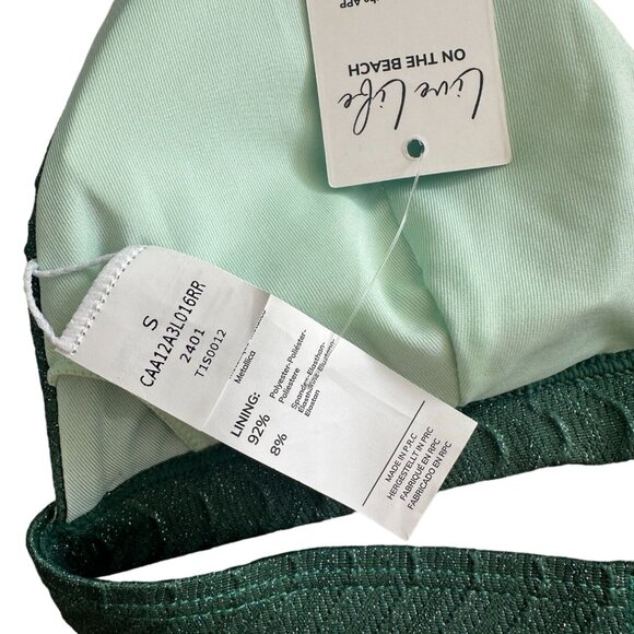 CUPSCHE Green Metallic Bikini Top Size Small NEW New with tags - Picture 2 of 6